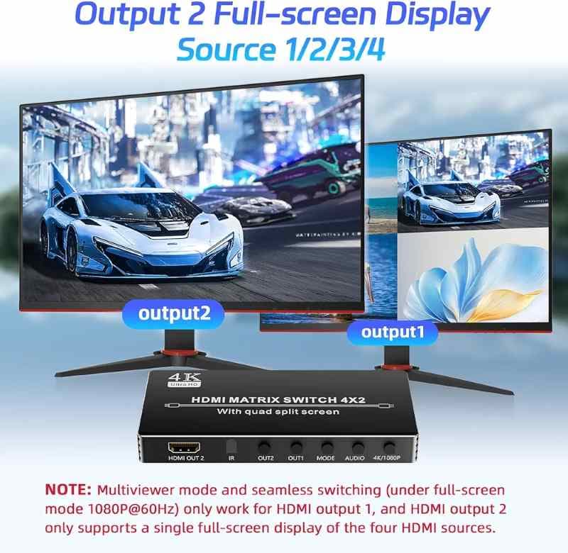 سوئیچ اسپلیتر چند نمایشگره MATRIX 4K HDMI – سوئیچ ماتریسی 4×2 — تصویر ۴