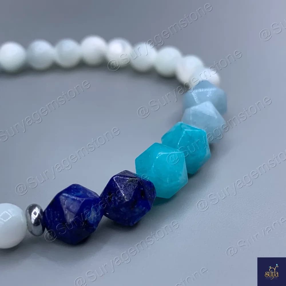 دستبند سنگی زنانه ، سنگ جید اصل و صدف طبیعی Marina — تصویر ۳