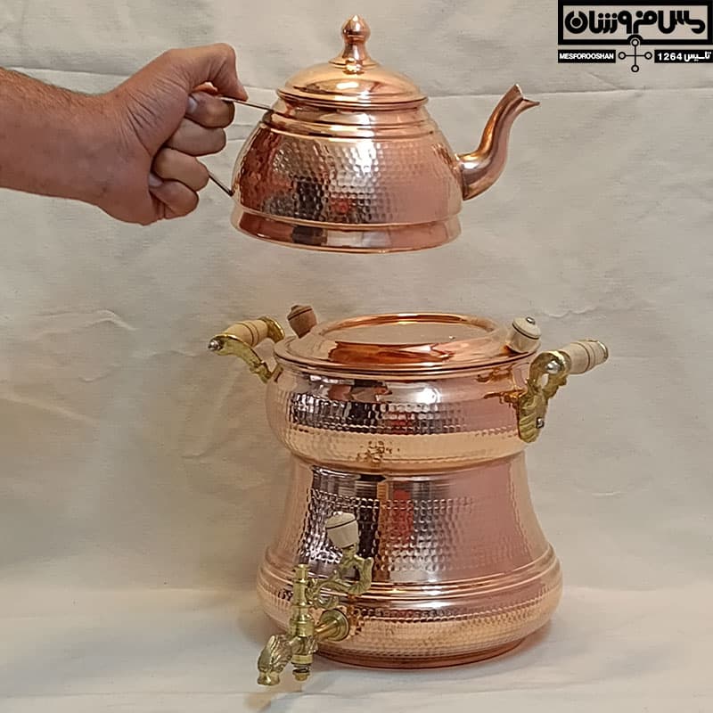 کتری و قوری مسی روگازی مدل رازی