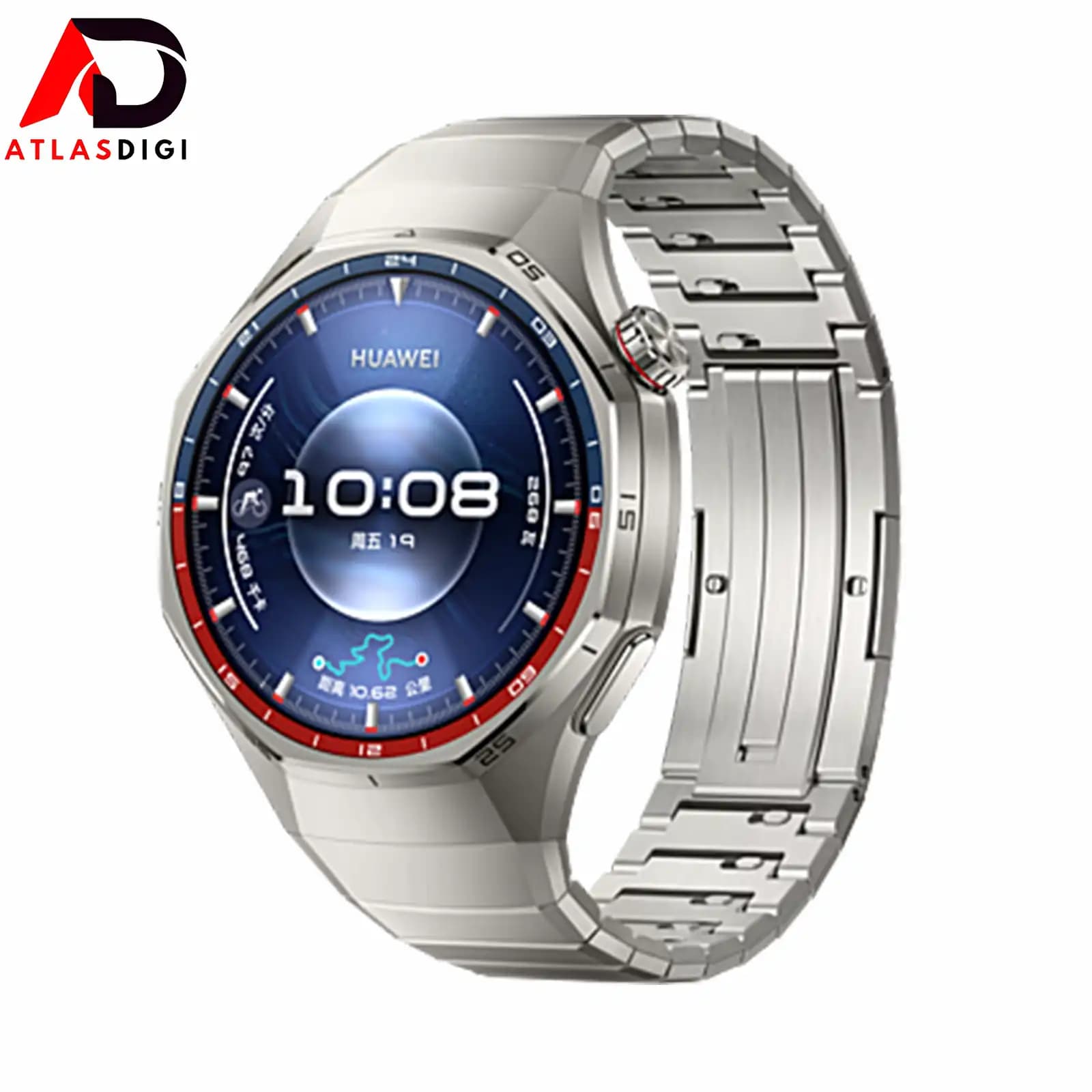 ساعت هوشمند هواوی ‏مدل HUAWEI WATCH GT 6 Pro 2025 با بدنه‌ی نقره‌ای فضایی از جنس آلیاژ تیتانیوم و بند تیتانیومی — تصویر ۳