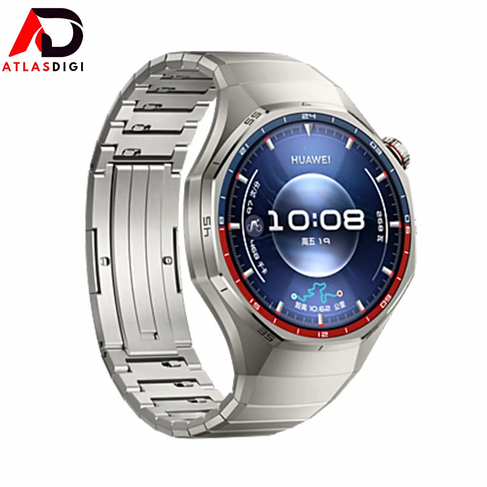 ساعت هوشمند هواوی ‏مدل HUAWEI WATCH GT 6 Pro 2025 با بدنه‌ی نقره‌ای فضایی از جنس آلیاژ تیتانیوم و بند تیتانیومی — تصویر ۲