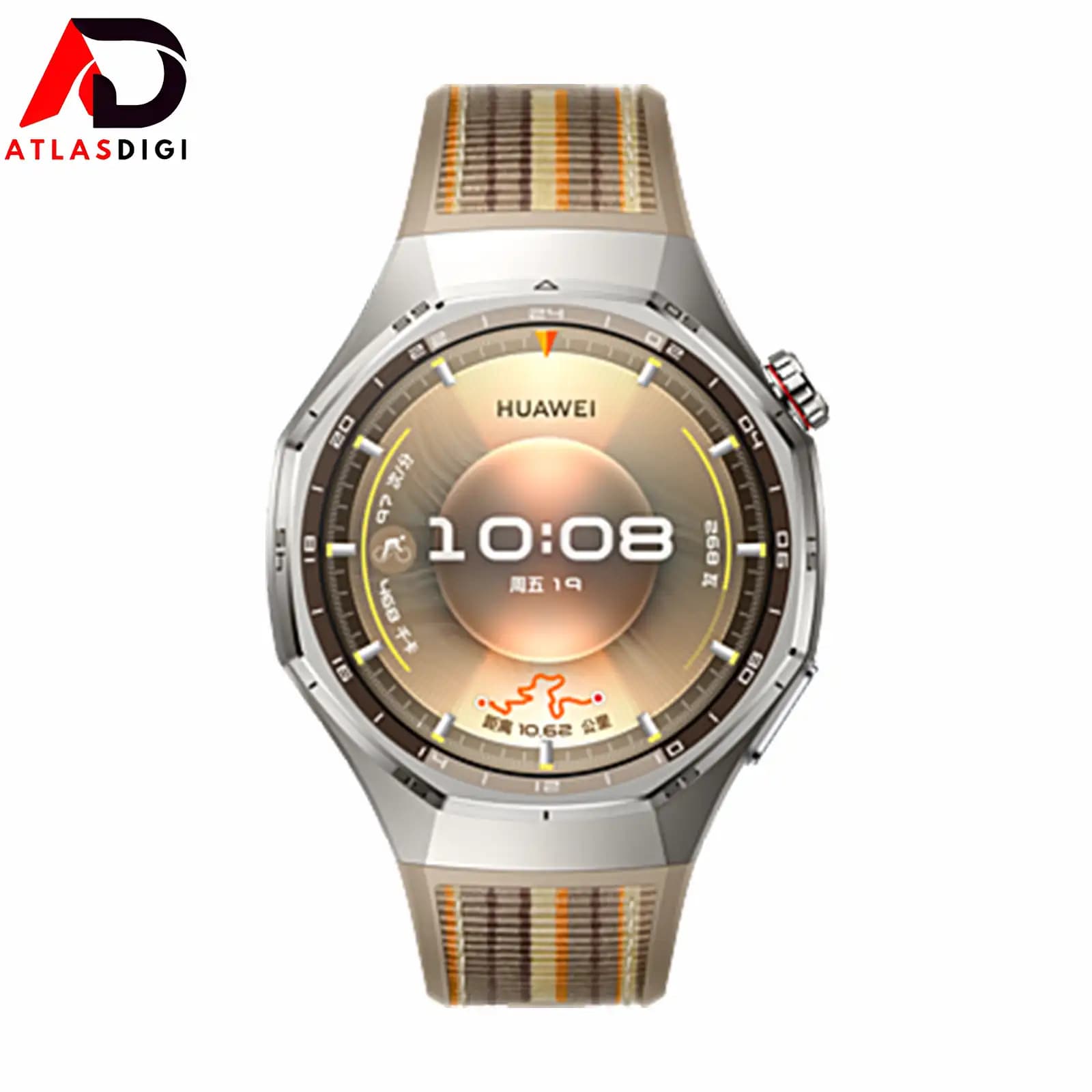 ساعت هوشمند هواوی ‏مدل HUAWEI WATCH GT 6 Pro 2025 با قاب تیتانیومی قهوه‌ای کهربایی و بند بافته‌شده‌ی ترکیبی قهوه‌ای