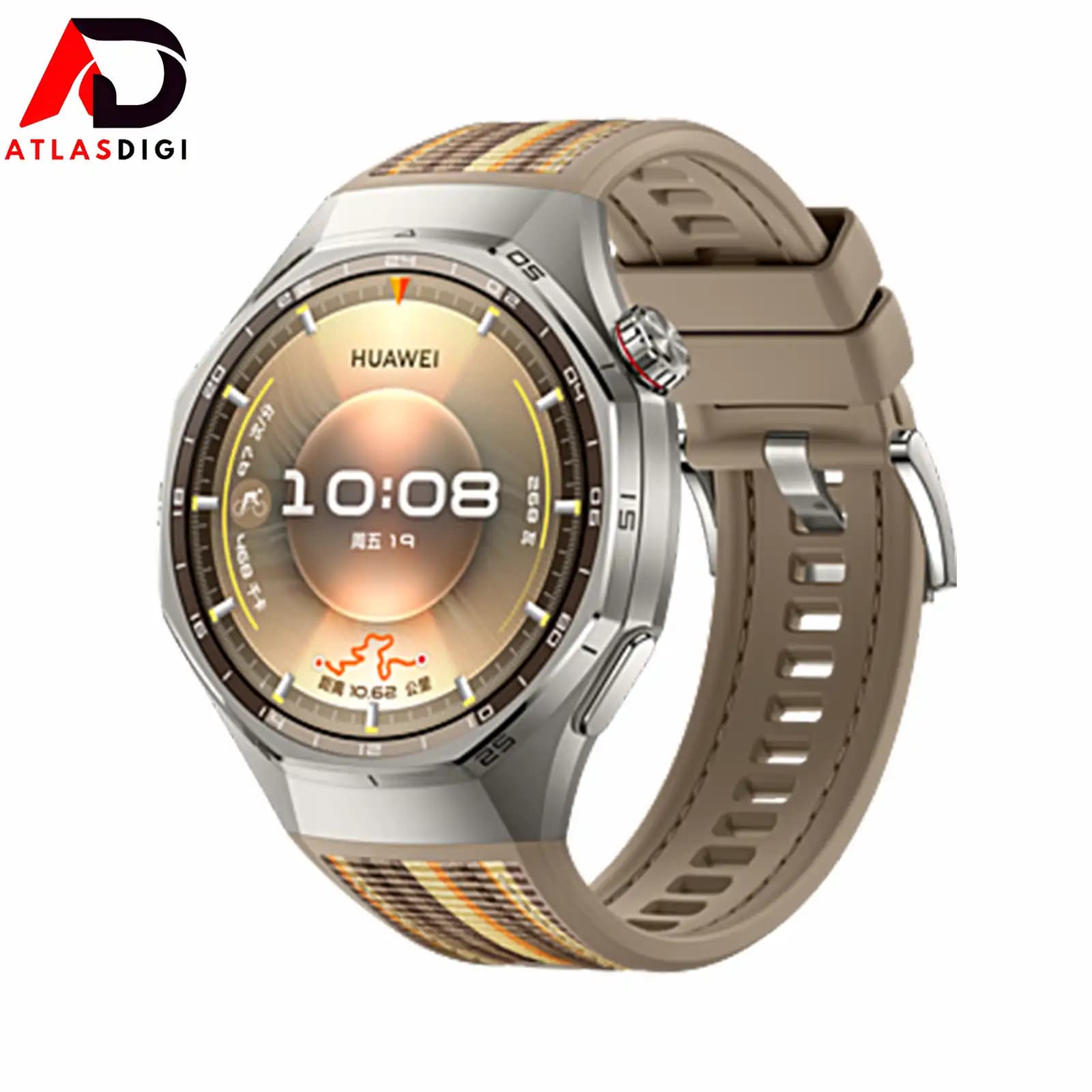 ساعت هوشمند هواوی ‏مدل HUAWEI WATCH GT 6 Pro 2025 با قاب تیتانیومی قهوه‌ای کهربایی و بند بافته‌شده‌ی ترکیبی قهوه‌ای — تصویر ۳