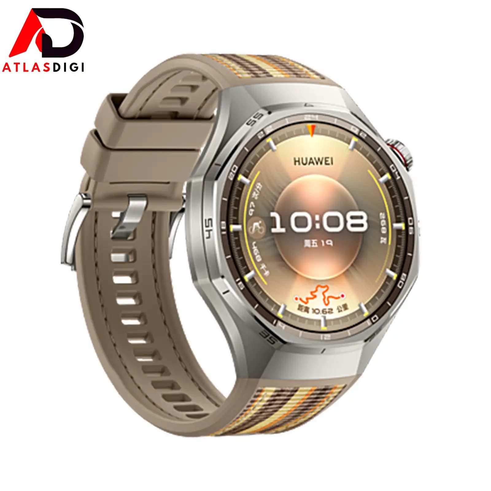 ساعت هوشمند هواوی ‏مدل HUAWEI WATCH GT 6 Pro 2025 با قاب تیتانیومی قهوه‌ای کهربایی و بند بافته‌شده‌ی ترکیبی قهوه‌ای — تصویر ۲