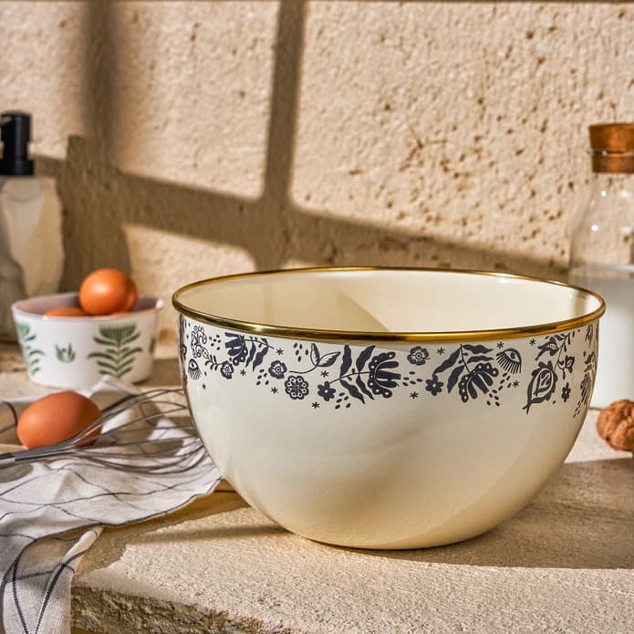 ظرف سالادخوری تک امسان مدل Artisan لعابی سفید طرح دار