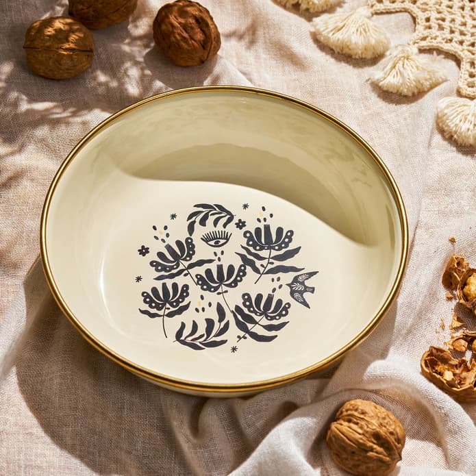 ظرف تک امسان مدل Artisan لعابی سفید طرح دار