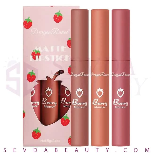 پک رژ لب دراگون سری توت فرنگی بسته 3 عددی D