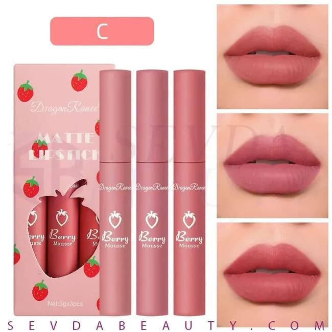 پک رژ لب دراگون سری توت فرنگی بسته 3 عددی C — تصویر ۲