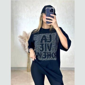 تیشرت زنانه لانگ لیون مهسا (طرح Black) کد 502074 — تصویر ۳