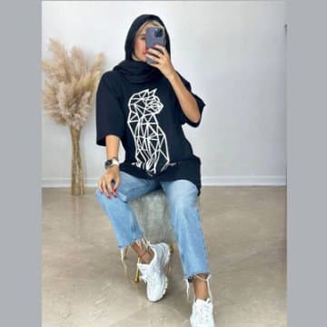 تیشرت زنانه لانگ لیون مهسا کد 502074 — تصویر ۳