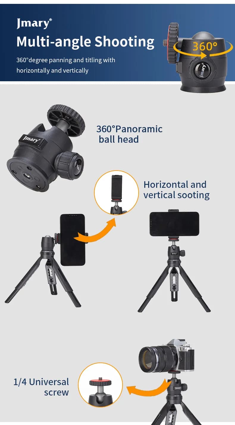 سه پایه رومیزی جیماری JMARY MT-30 به همراه هولدر — تصویر ۸