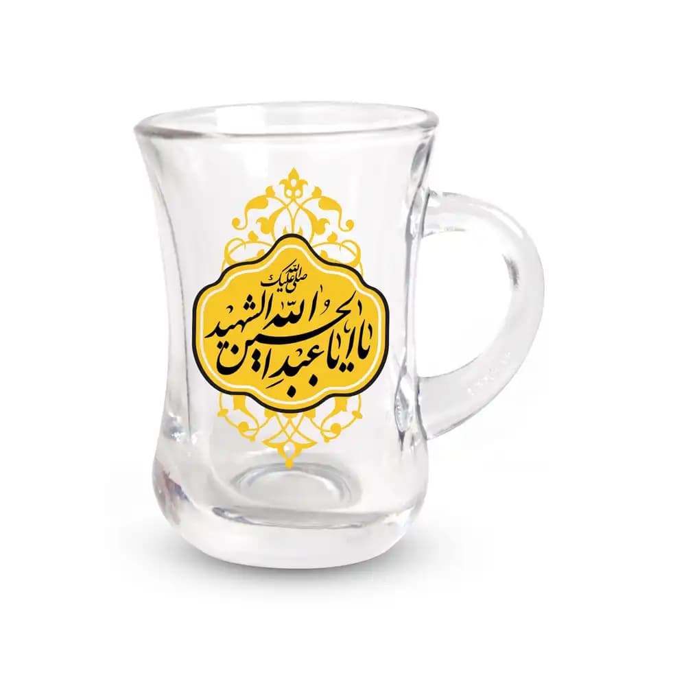 استکان کمر باریک دسته دار محرم یا اباعبدالله الحسین الشهیدة 6 عددی کد 2325