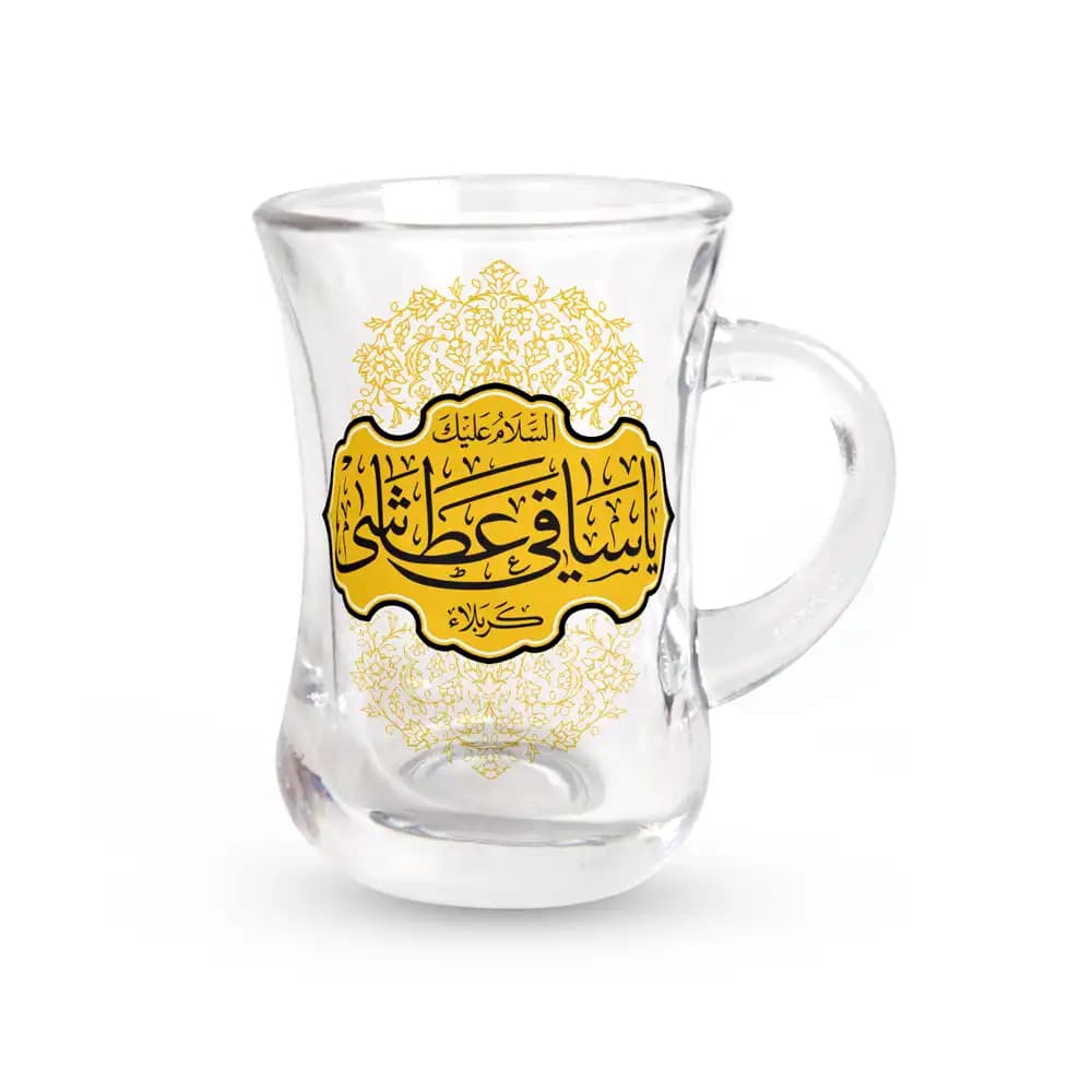 استکان کمر باریک دسته دار محرم یا ساقی عطاشی شش عددی کد 0349