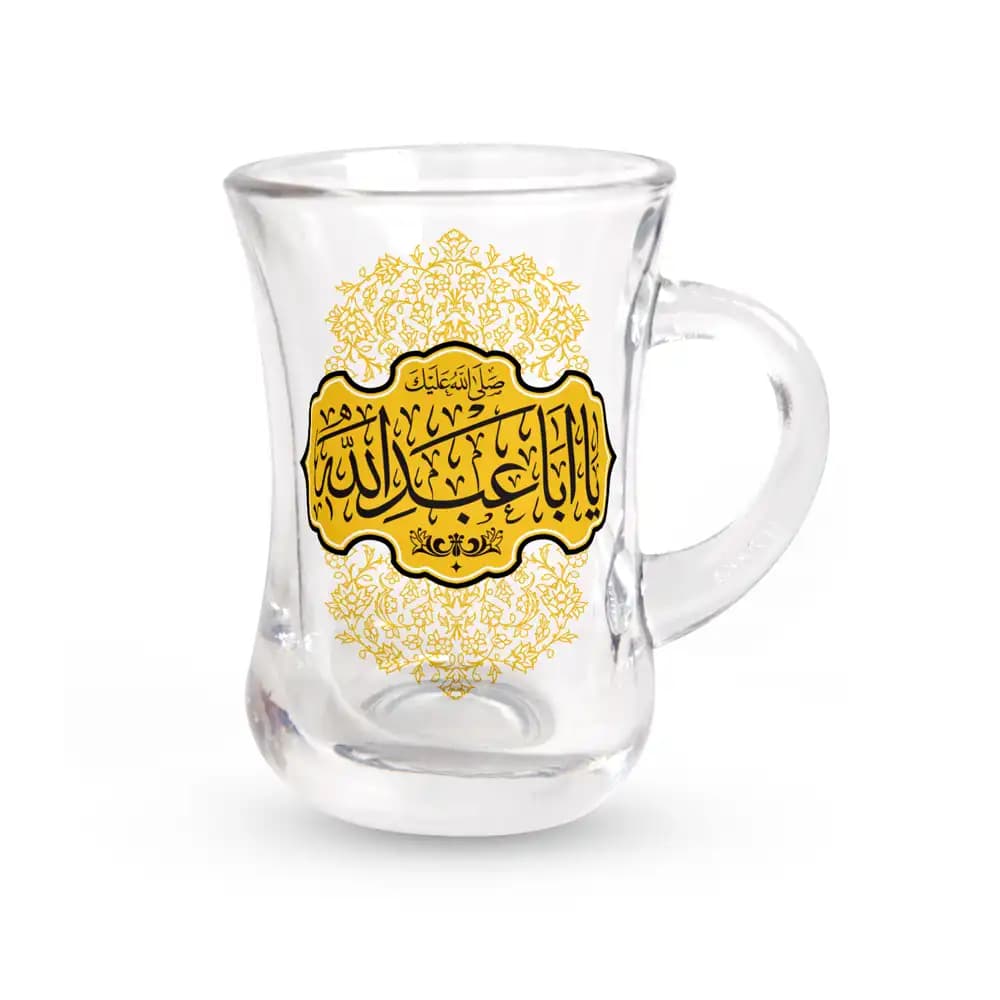 استکان کمر باریک دسته دار محرم یا اباعبدالله شش عددی کد 2322