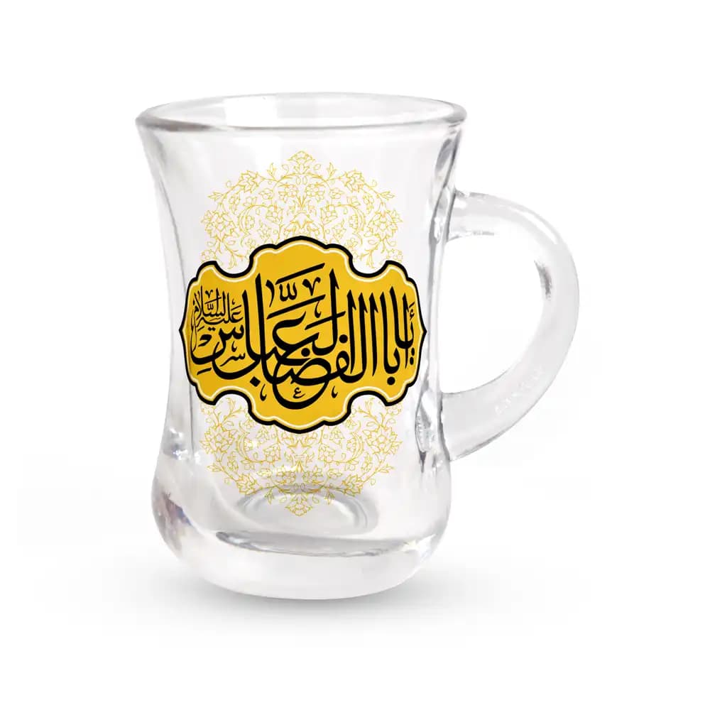 استکان کمر باریک دسته دار محرم یا اباالفضل عباس 6عددی کد 0298