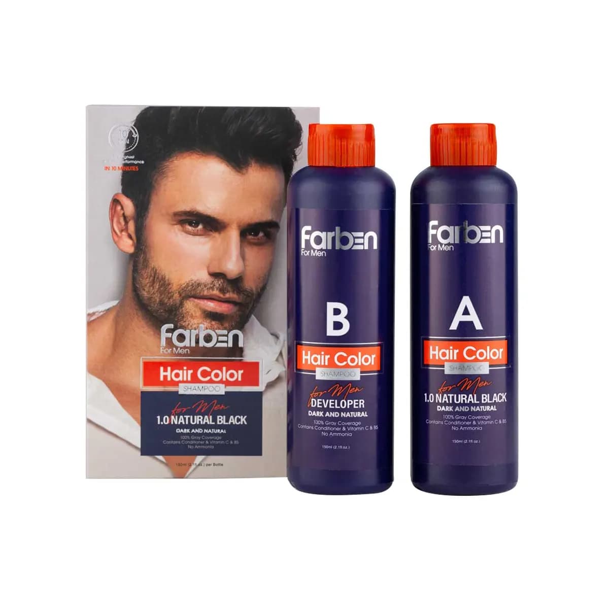 شامپو رنگ مو مشکی طبیعی 150 میلی لیتر برند فاربن