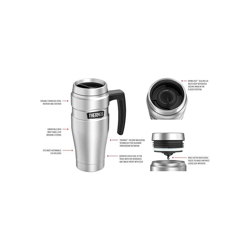 ماگ دسته دار ترموس کینگ – thermos stainless king travel mug 470ml — تصویر ۳