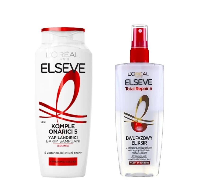 پک شامپو و سرم دو فاز ترمیم کننده و آبرسان مو ELSEVE مدل TOTAL REPAIR