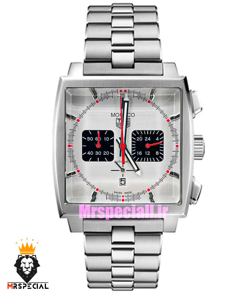 ساعت مچی مردانه تگ هویر موناکو استیل کرنوگراف صفحه سفید 01275 TAG HEUER MONACO
