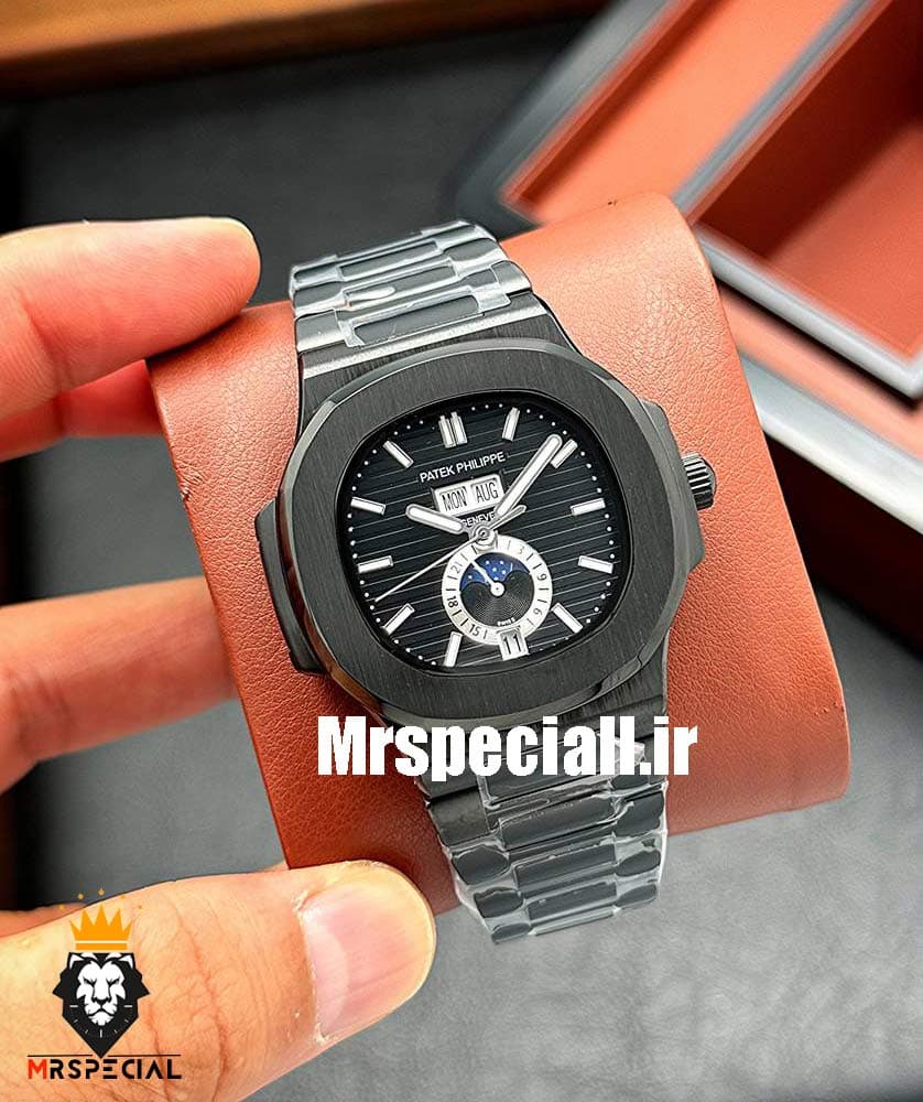 ساعت مردانه پتک فیلیپ ناتیلوس دی دیت اتوماتیک مشکی صفحه مشکی Patek Philippe NUATILOS 020525 — تصویر ۲