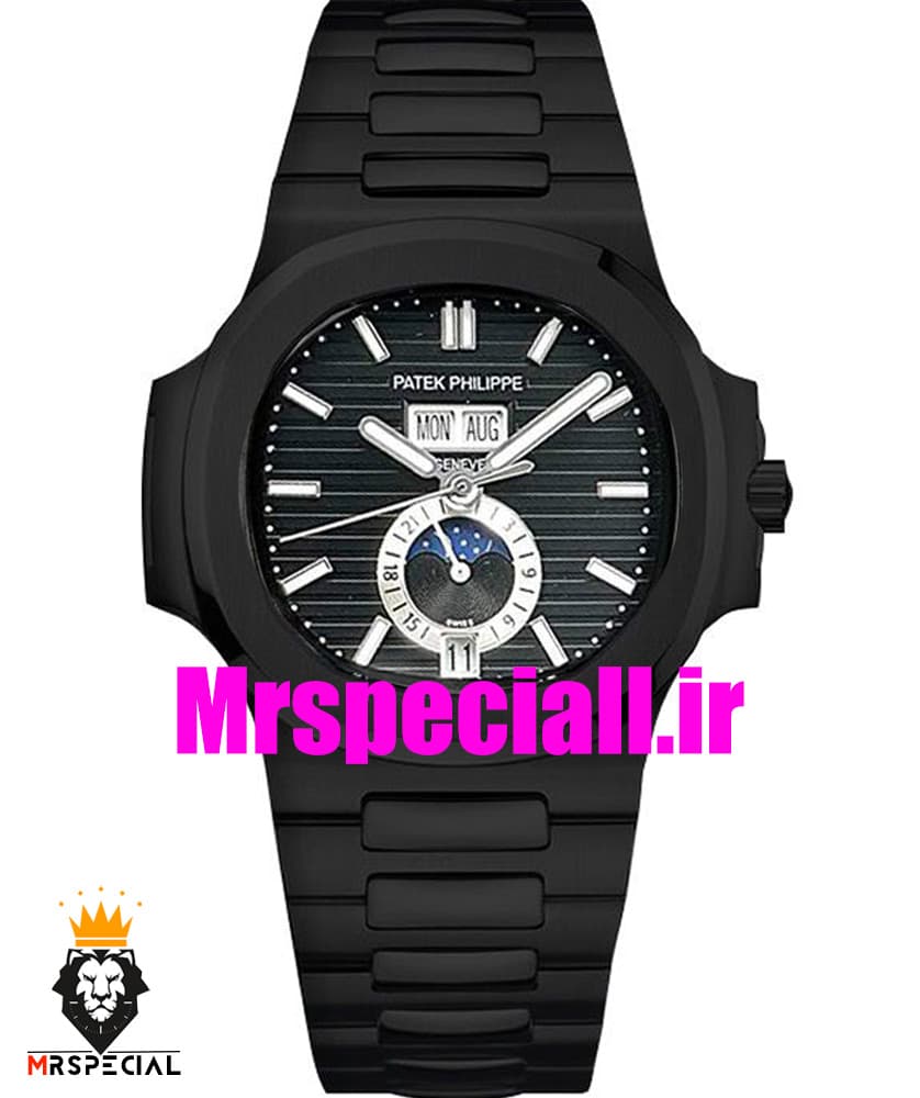 ساعت مردانه پتک فیلیپ ناتیلوس دی دیت اتوماتیک مشکی صفحه مشکی Patek Philippe NUATILOS 020525