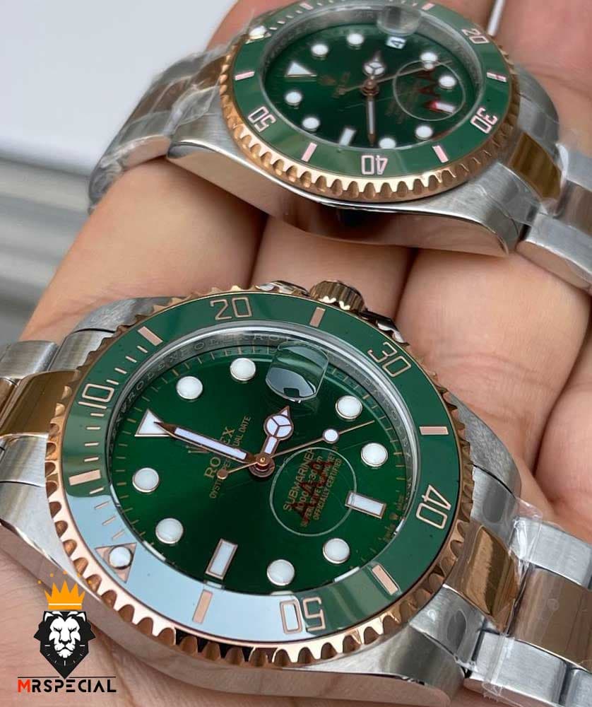 ساعت ست رولکس مردانه و زنانه ساب مارینر دورنگ رزگلد صفحه سبز 01171 Rolex Sub mariner — تصویر ۴