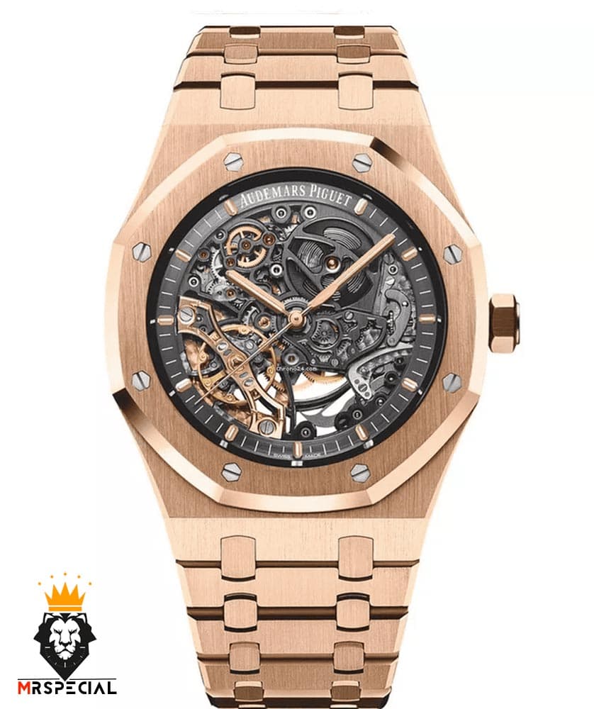 ساعت مردانه اودمار پیگه اتوماتیک رزگلد صفحه اسکلتون AUDEMARS PIGUET ROYAL 01147