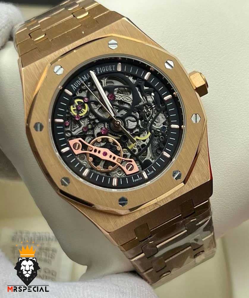 ساعت مردانه اودمار پیگه اتوماتیک رزگلد صفحه اسکلتون AUDEMARS PIGUET ROYAL 01147 — تصویر ۳
