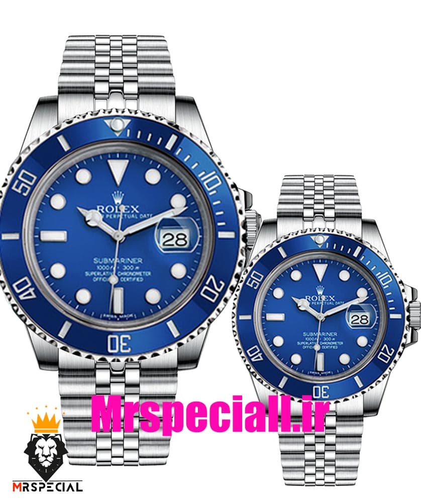 ساعت ست رولکس مردانه و زنانه ساب مارینر استیل صفحه ابی 01084 Rolex Sub mariner