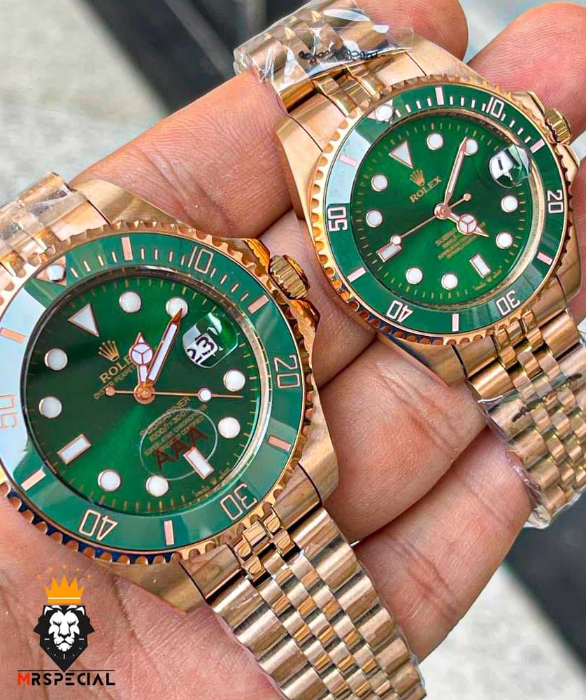 ساعت ست رولکس مردانه و زنانه ساب مارینر رزگلد صفحه سبز 01082 Rolex Sub mariner — تصویر ۲