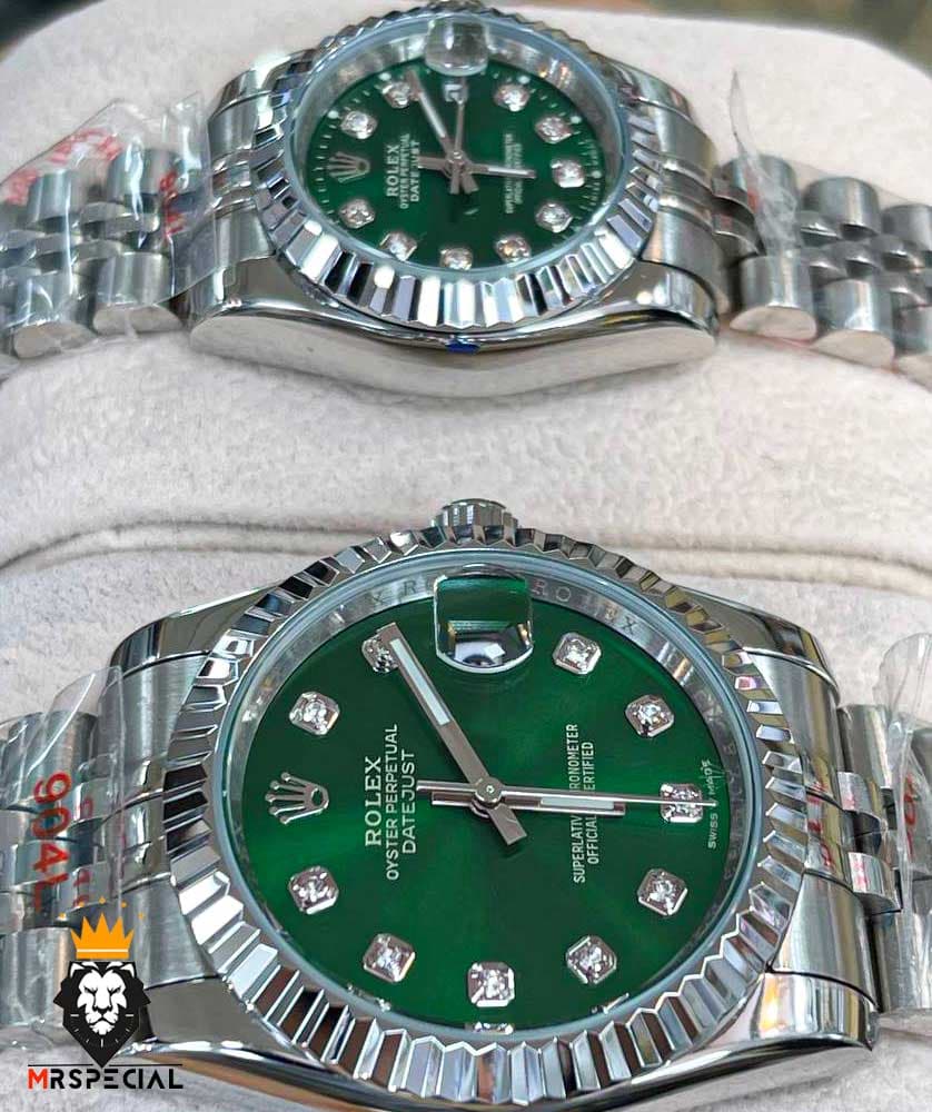 ساعت ست رولکس مردانه و زنانه دیت جاست باتری استیل صفحه سبز 01046 ROLEX DATEJUST — تصویر ۳