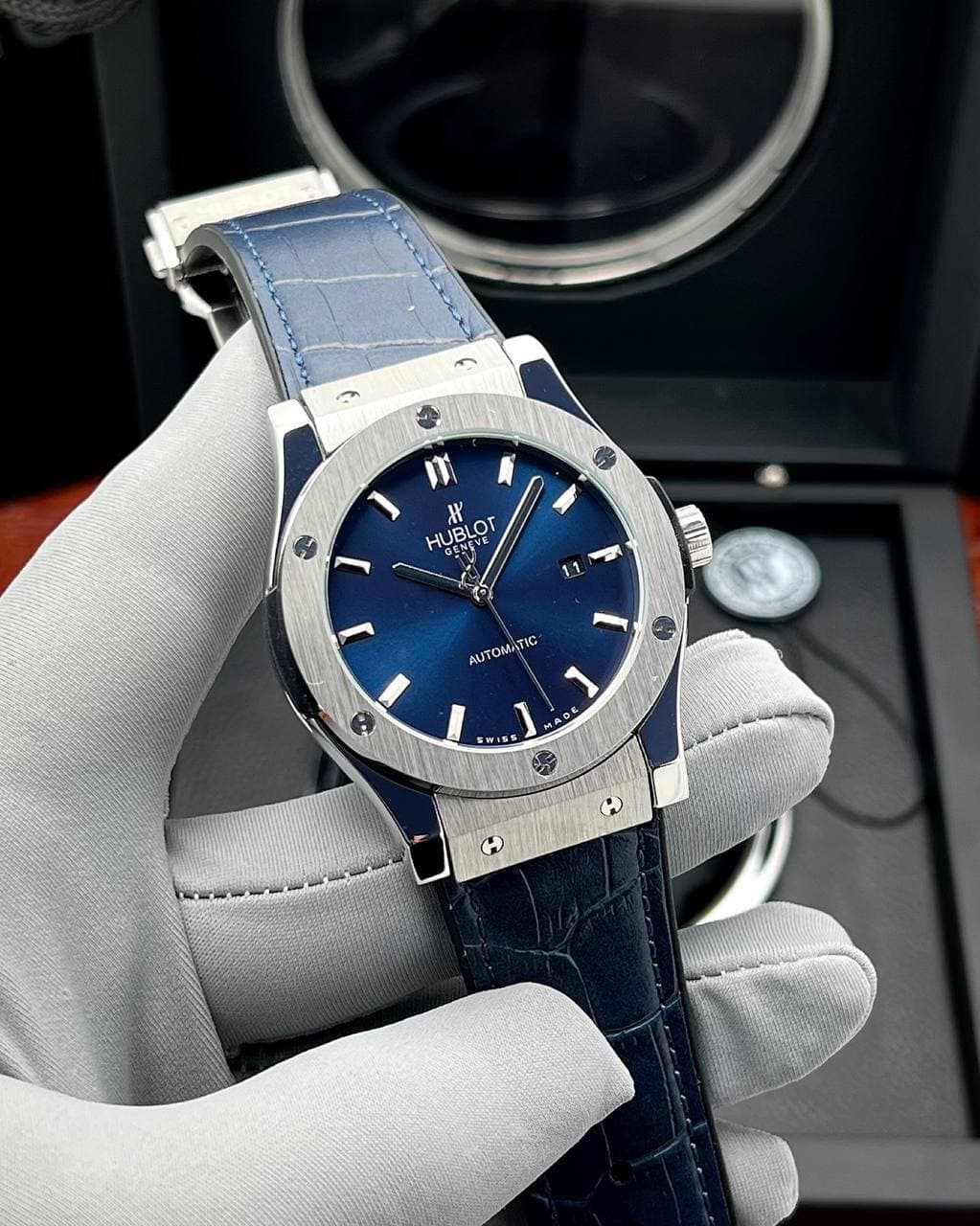 ساعت مچی هابلوت مردانه اتوماتیک Hublot سرمه ای دور استیل