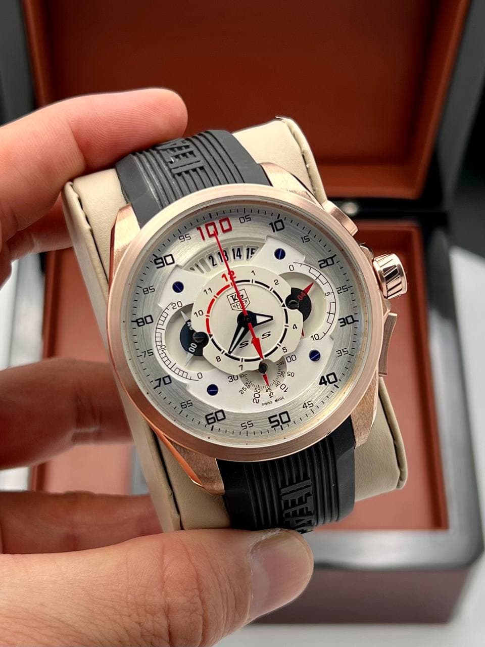 ساعت مچی مردانه تگ هویر رابر TAG HEUER MERSEDES BENZ SLS Rubber صفحه سفید