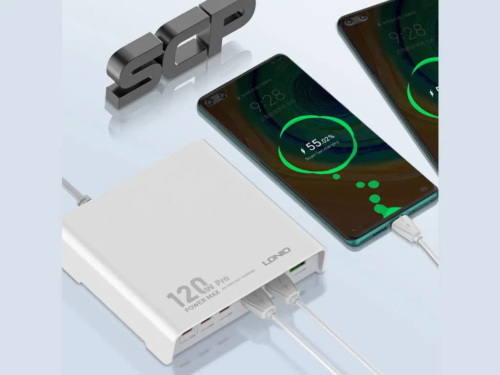 شارژر 6 پورت رومیزی 120 وات ال دینیو Ldnio Q605 120W Hub Charge — تصویر ۵