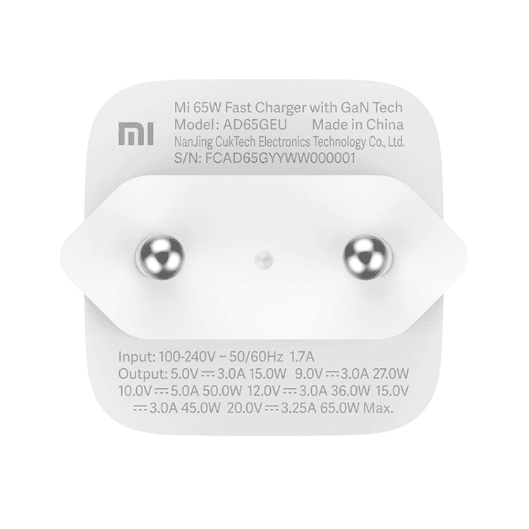 اداپتور فست شارژ تایپ سی 65 وات شیائومی/Xiaomi 65w fast Charger type c model:AD65GEU — تصویر ۳