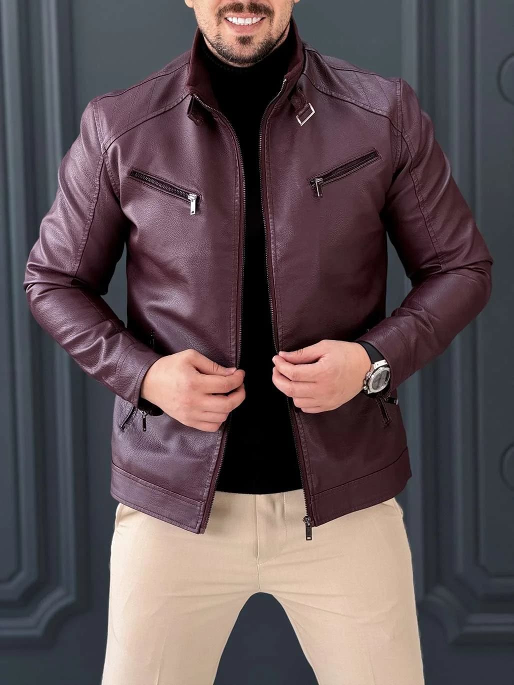 کت چرم 609A مارون — تصویر ۴