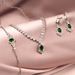 سرویس زنجیری نقره زنانه سوپر لوکس مدل یاقوت PRM 17 — تصویر ۲