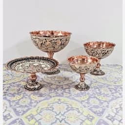 سرویس پذیرایی 4تیکه مسی نقره کوب ارسال رایگان — تصویر ۲