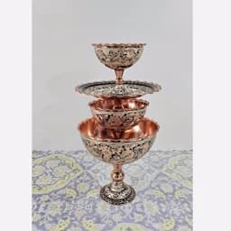 سرویس پذیرایی 4تیکه مسی نقره کوب ارسال رایگان — تصویر ۳