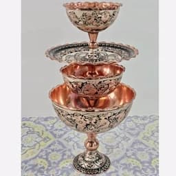 سرویس پذیرایی 4تیکه مسی نقره کوب ارسال رایگان — تصویر ۶