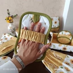 سرویس پارچه ای آشپزخانه 17 تکه طرح آفتابگردان ، ضد لک — تصویر ۴