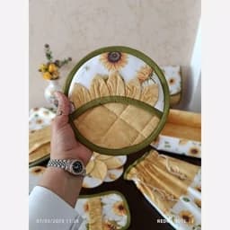 سرویس پارچه ای آشپزخانه 17 تکه طرح آفتابگردان ، ضد لک — تصویر ۲
