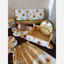 سرویس پارچه ای آشپزخانه 17 تکه طرح آفتابگردان ، ضد لک — تصویر ۳