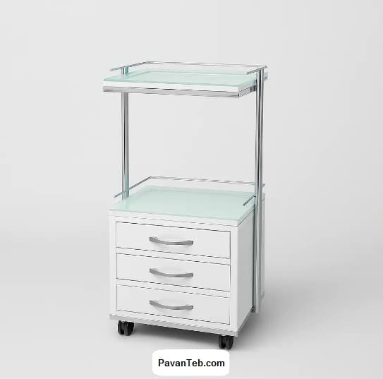 ترالی سه کشو رویه شیشه