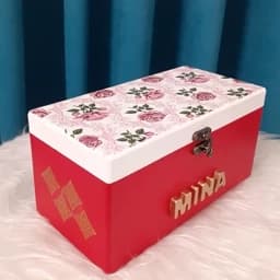 جعبه چوبی دکوپاژ مستطیلی دکوپاژ ضدآب جامدادی باکس لوازم آرایش جاقاشقی شیکوپاژ — تصویر ۳