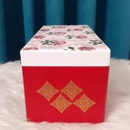 جعبه چوبی دکوپاژ مستطیلی دکوپاژ ضدآب جامدادی باکس لوازم آرایش جاقاشقی شیکوپاژ — تصویر ۴