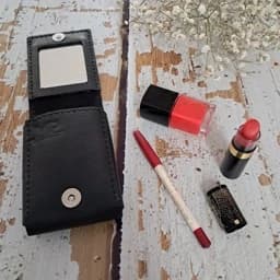 کیف لوازم آرایش کوچیک چرم طبیعی دستدوز — تصویر ۶