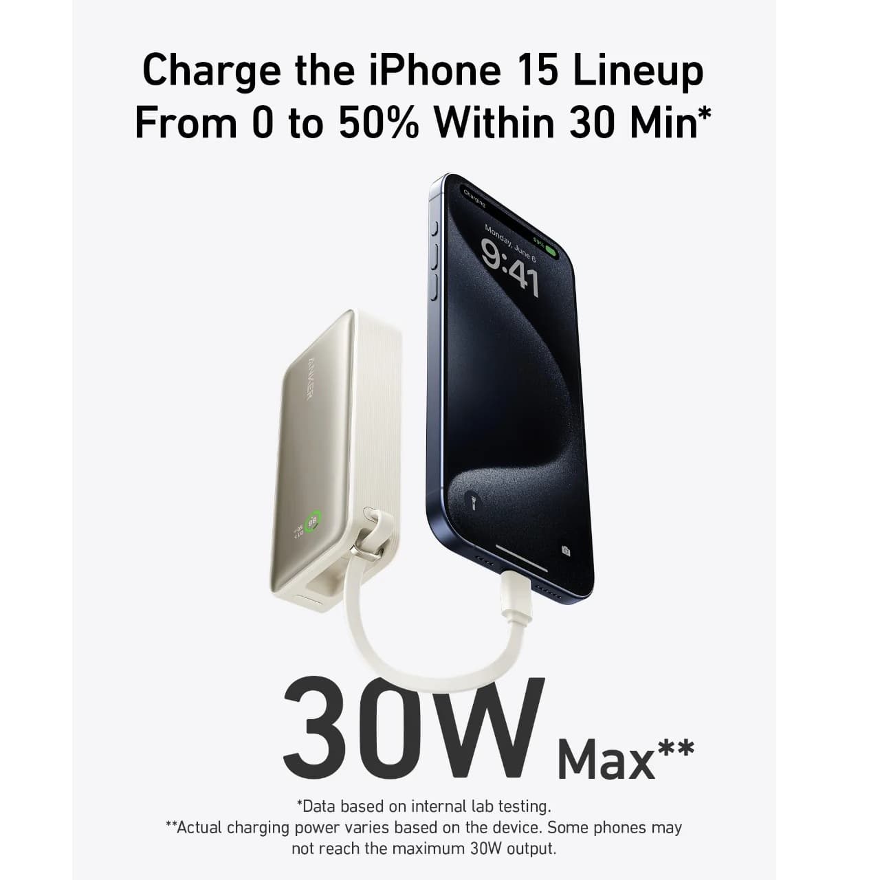 پاوربانک انکر مدل Anker Nano Power Bank (30W, Built-In USB-C Cable) A1259 — تصویر ۲