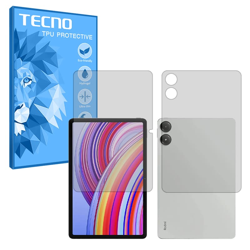 گلس صفحه نمایش و پشت تبلت شیائومی Redmi Pad Pro مدل هیدروژلی شفاف برند تکنو