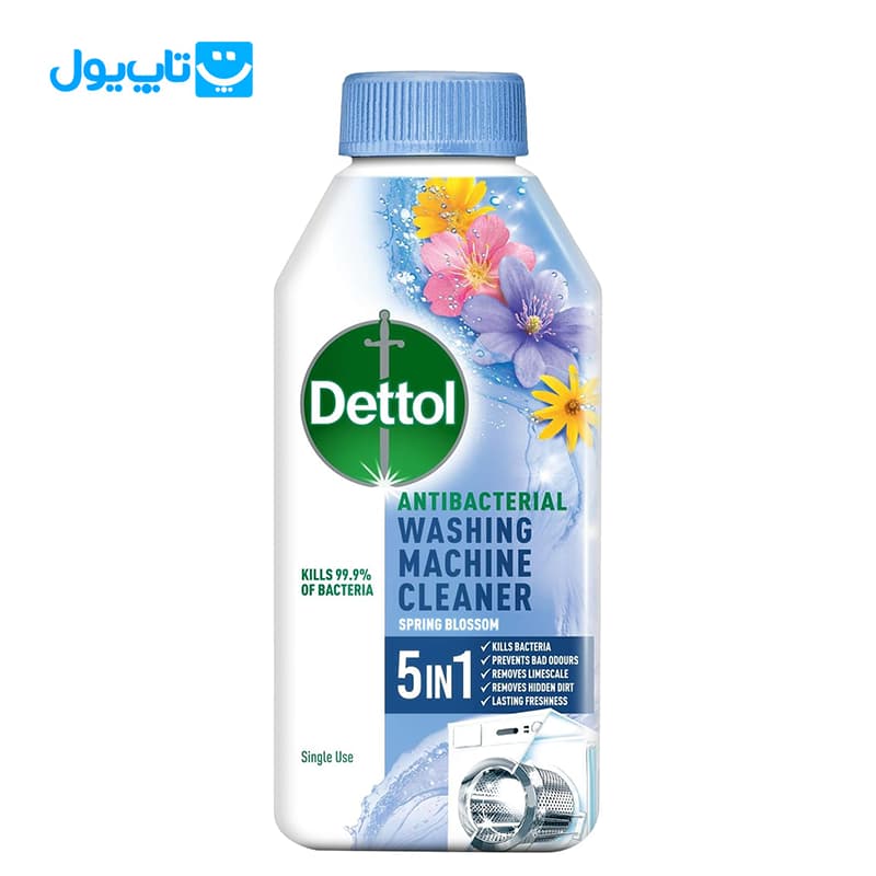مایع ضدعفونی‌کننده ماشین لباسشویی دتول Dettol رایحه شکوفه بهاری حجم 250 میلی‌لیتر